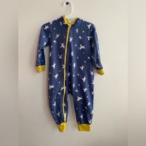 Purl lamb zip up blue star onesie with contrasting yellow 18/24 M